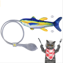 New product funny cat simulation jumping fish puzzle interactive plush inflatable cat toy